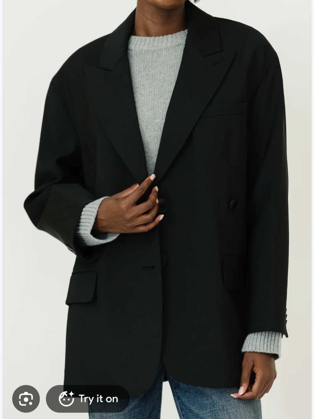 ZARA Wool Blend Textured Oversized Blazer Jacket size S